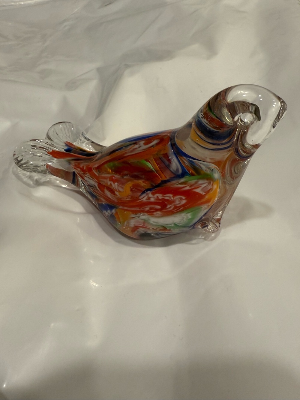 Murano Inspired Multicolored Hand-blown Bird Figurine Glass Figurine